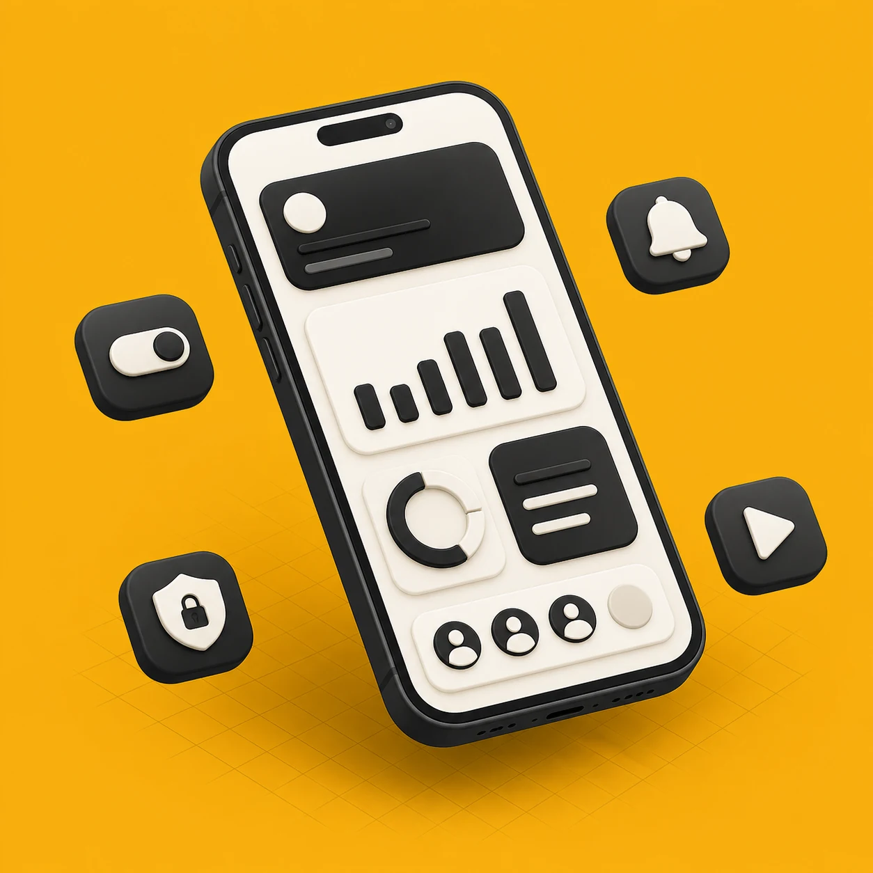 Mobile application interface showcase